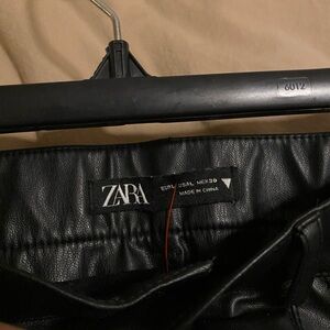 Zara Jet Black Leather Trousers
